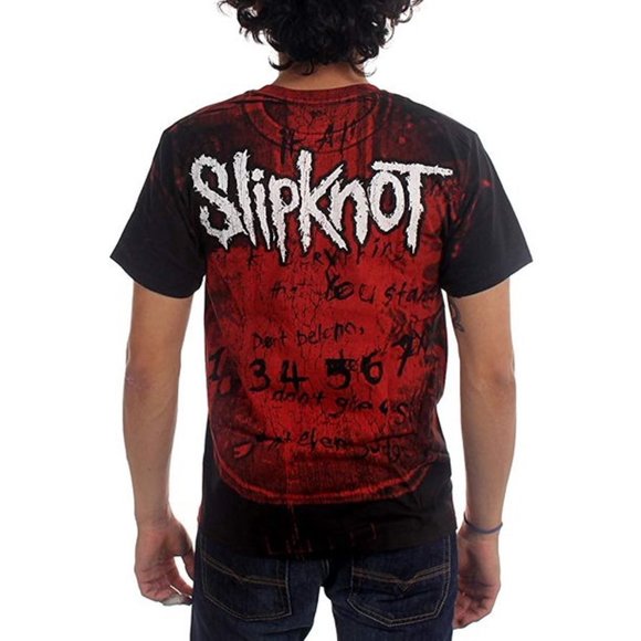 Slipknot Debut Album Allover Logo nu metal rock Official T-Shirt XL NWT - Picture 3 of 3